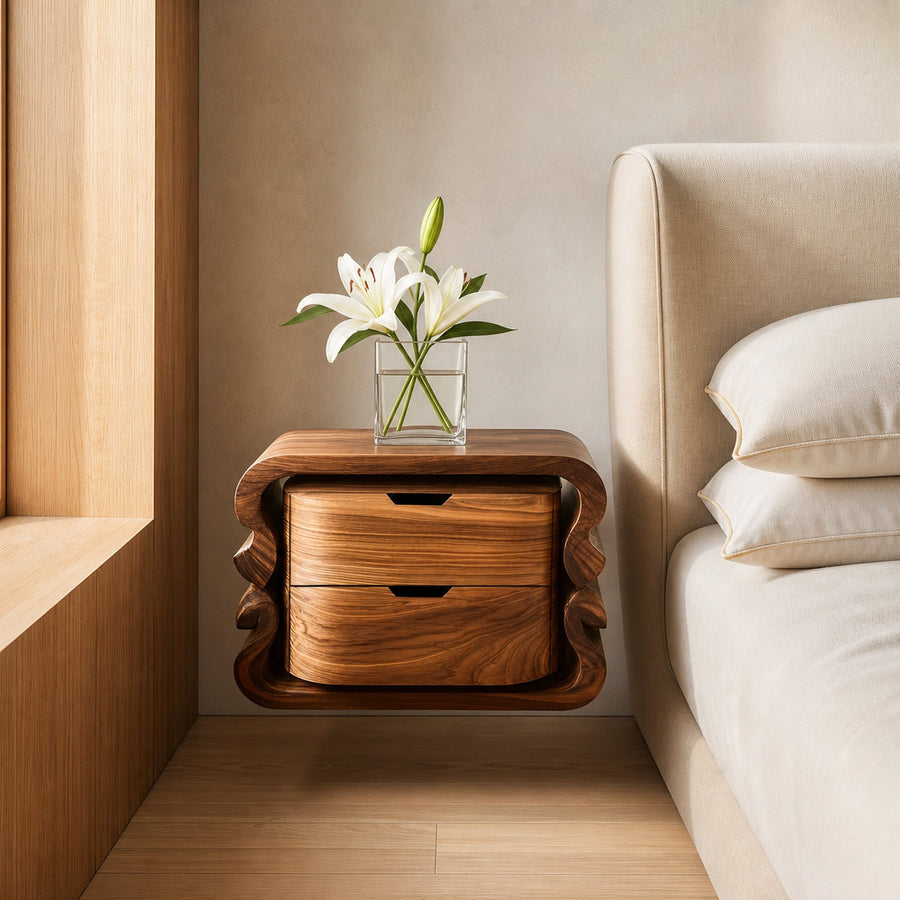 Sculptural Floating Nightstand For Modern Bedroom