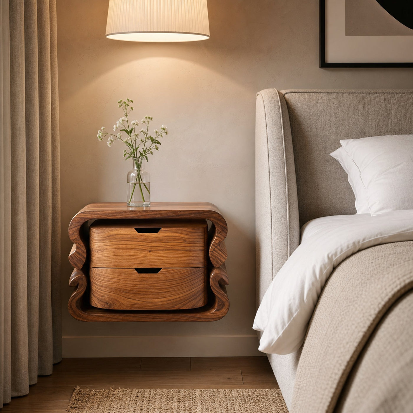 Sculptural Floating Nightstand For Modern Bedroom - product view 6