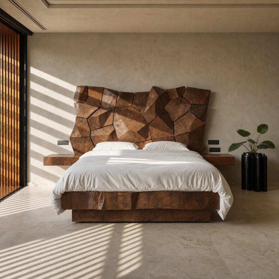 Sculptural Geometric Bed Frame For Modern Bedroom