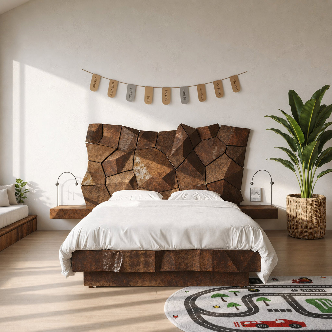 Sculptural Geometric Bed Frame For Modern Bedroom - product view 6