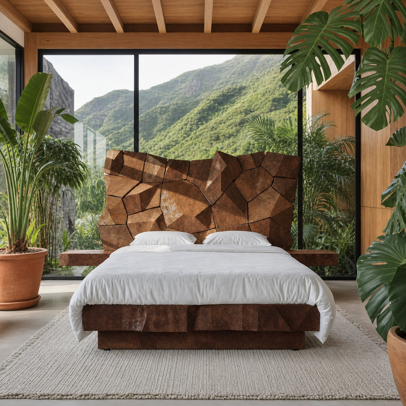 Sculptural Geometric Bed Frame For Modern Bedroom - product view 7