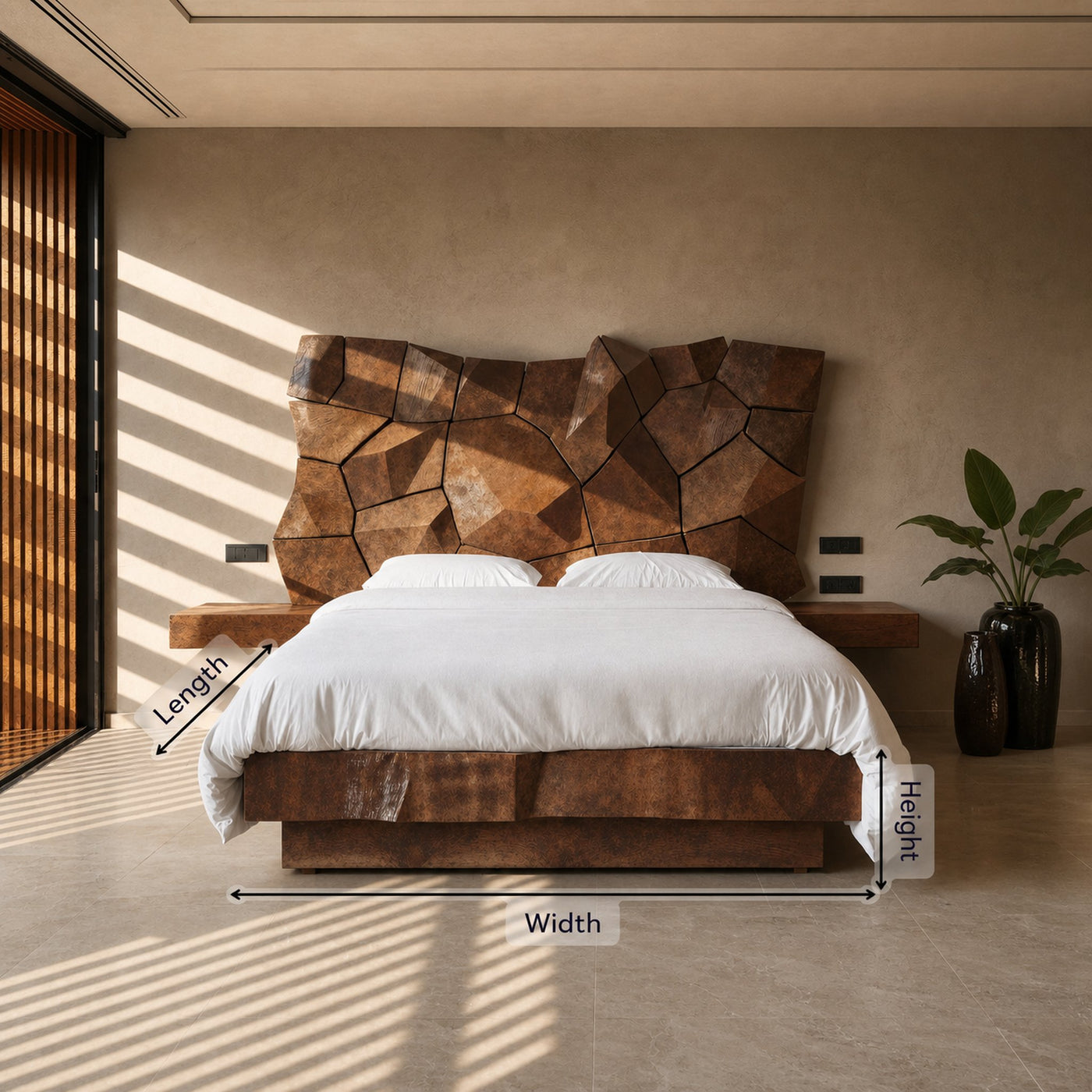 Sculptural Geometric Bed Frame For Modern Bedroom - product view 8