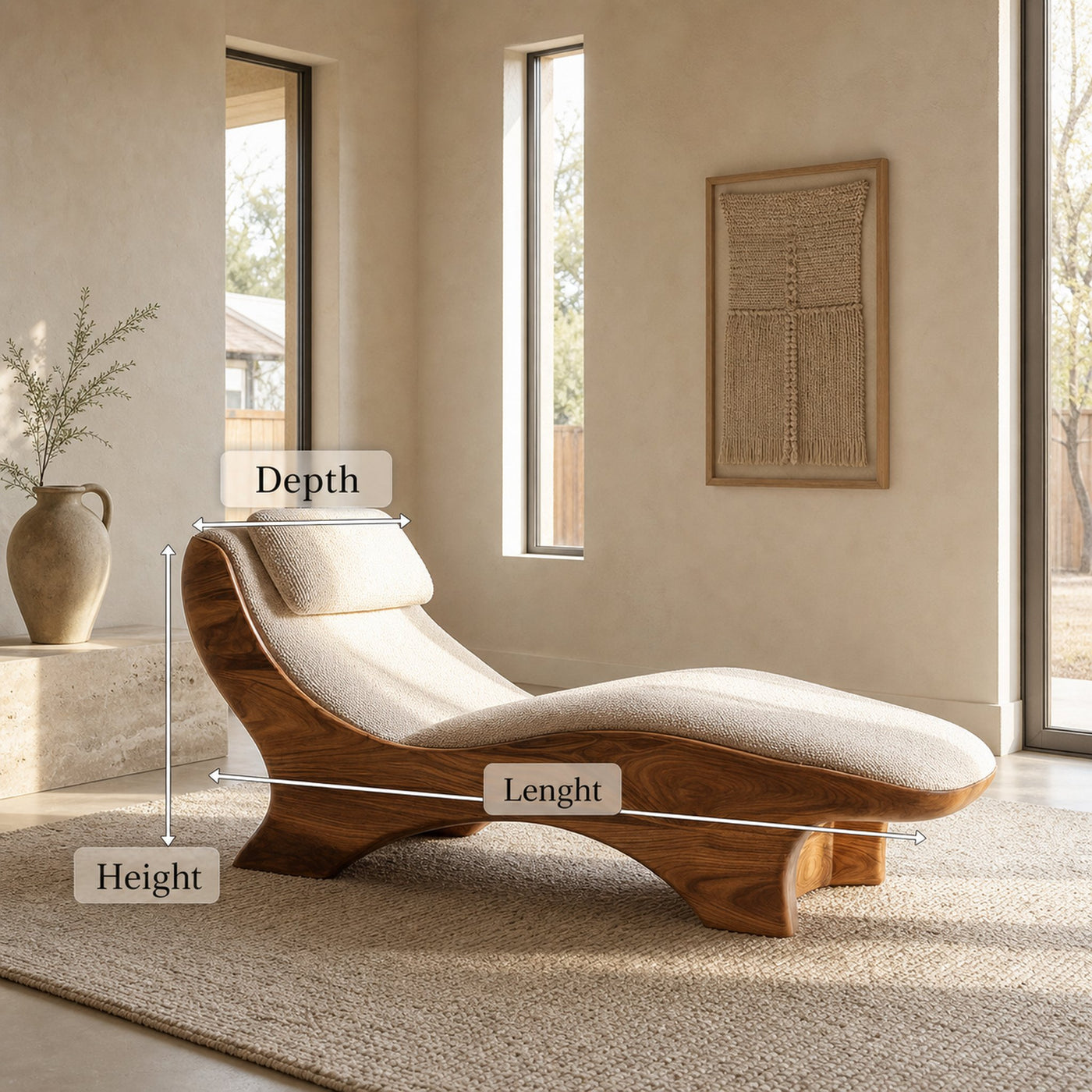 Sculptural Natural Wood Lounge Chair For Bedroom Corner - product view 8