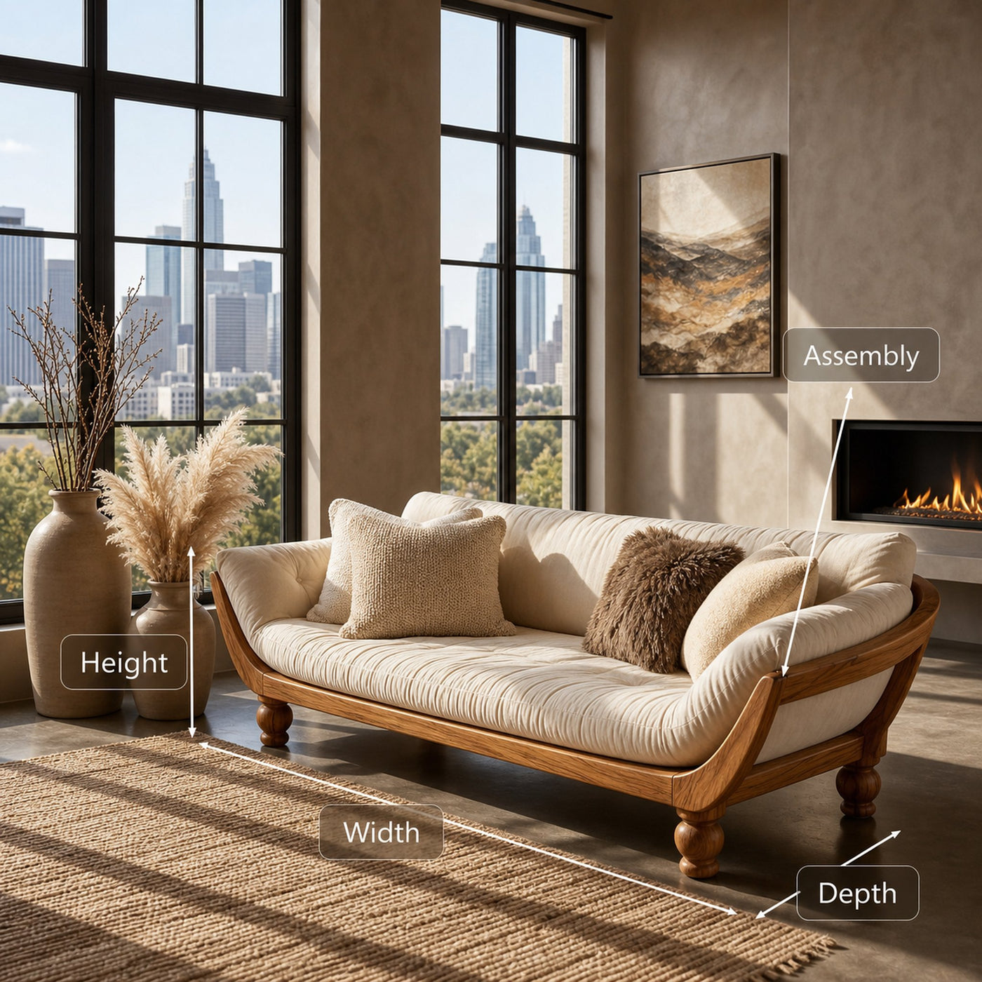 Sculptural Natural Wood Sofa For Living Room - product view 8