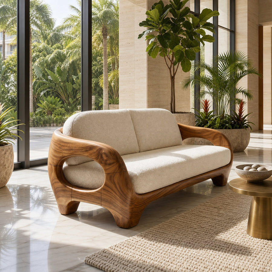 Sculptural Organic Wood Sofa For Contemporary Villa Lounge