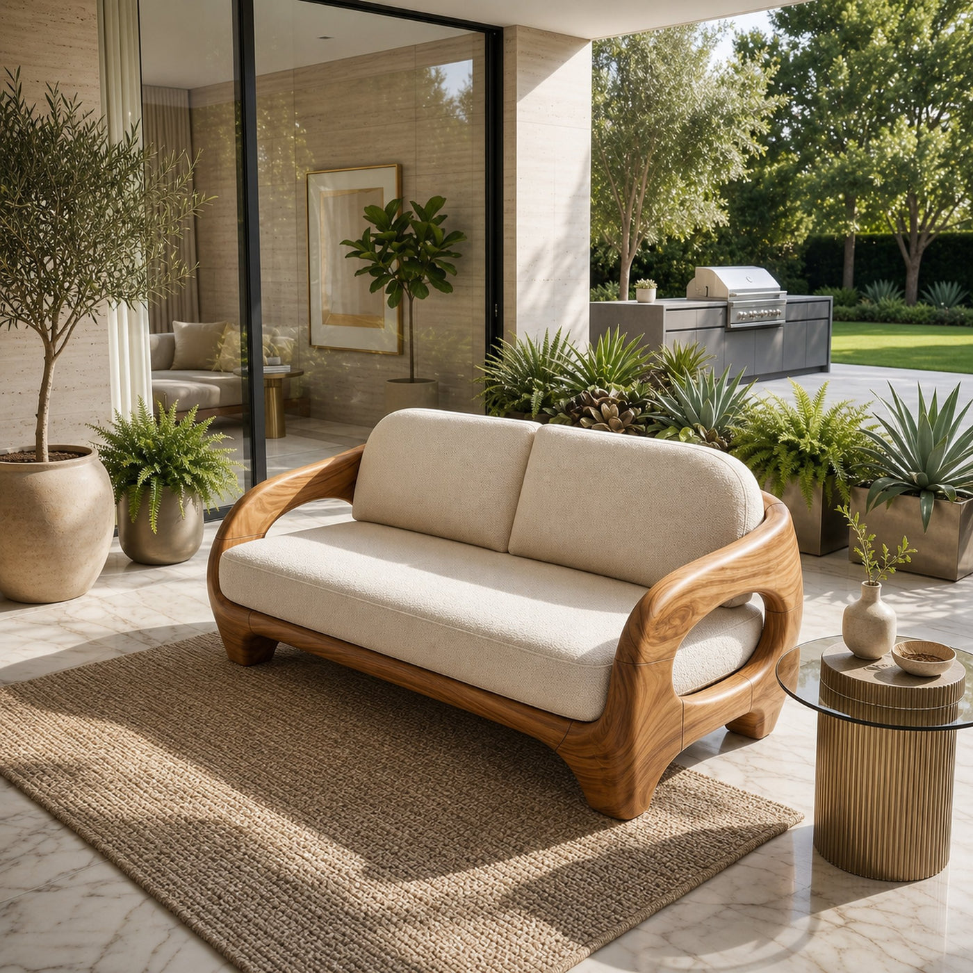 Sculptural Organic Wood Sofa For Contemporary Villa Lounge - product view 6