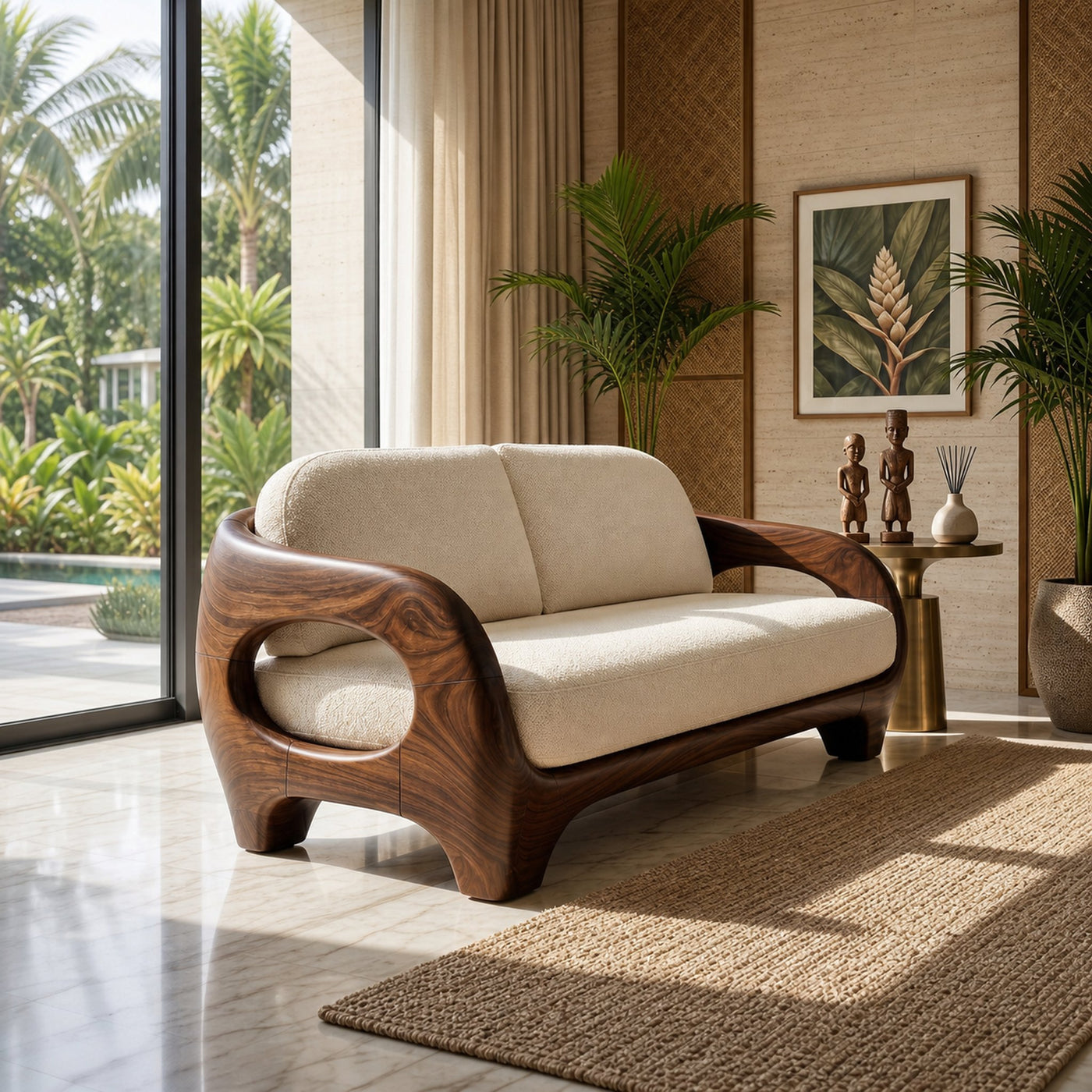 Sculptural Organic Wood Sofa For Contemporary Villa Lounge - product view 7