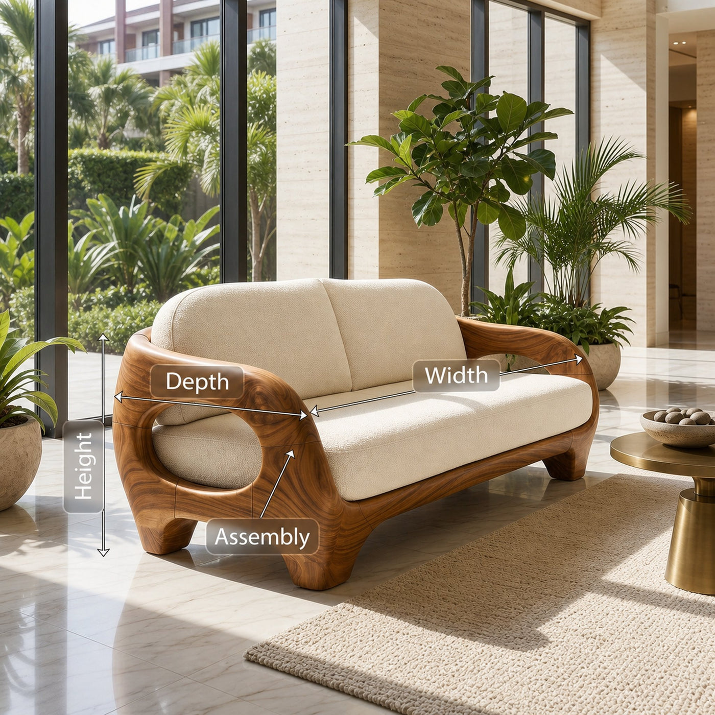 Sculptural Organic Wood Sofa For Contemporary Villa Lounge - product view 8