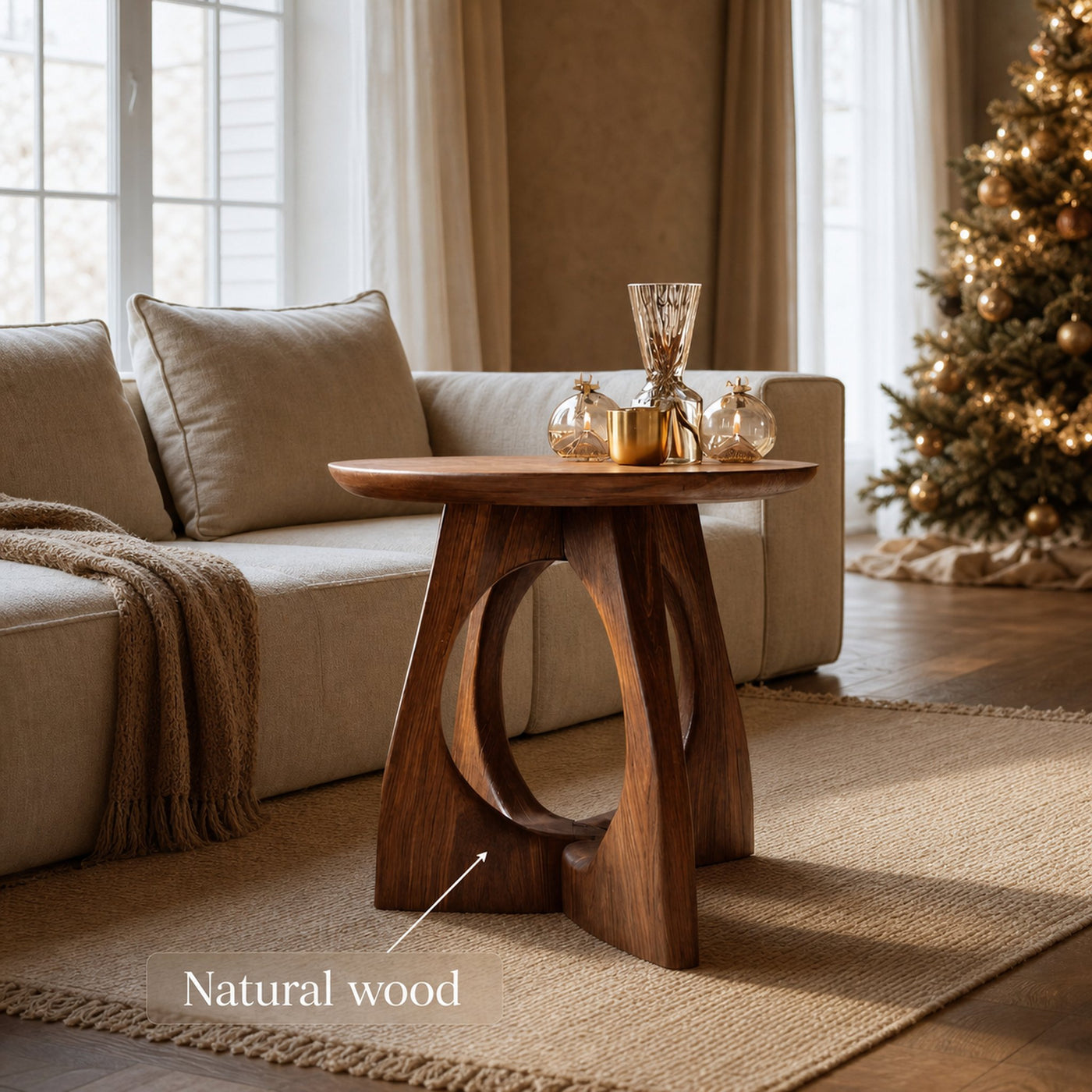 Sculptural Side Table With Circular Base For Living Room - product view 6