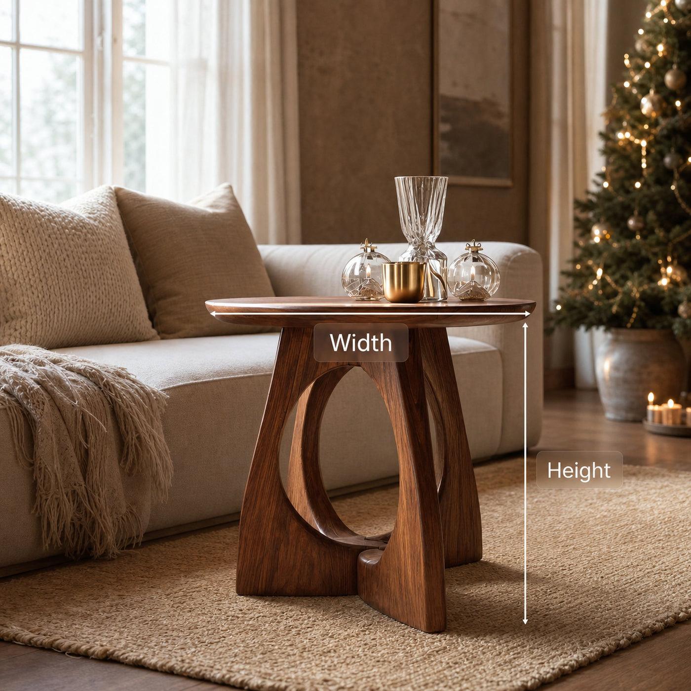 Sculptural Side Table With Circular Base For Living Room - product view 8