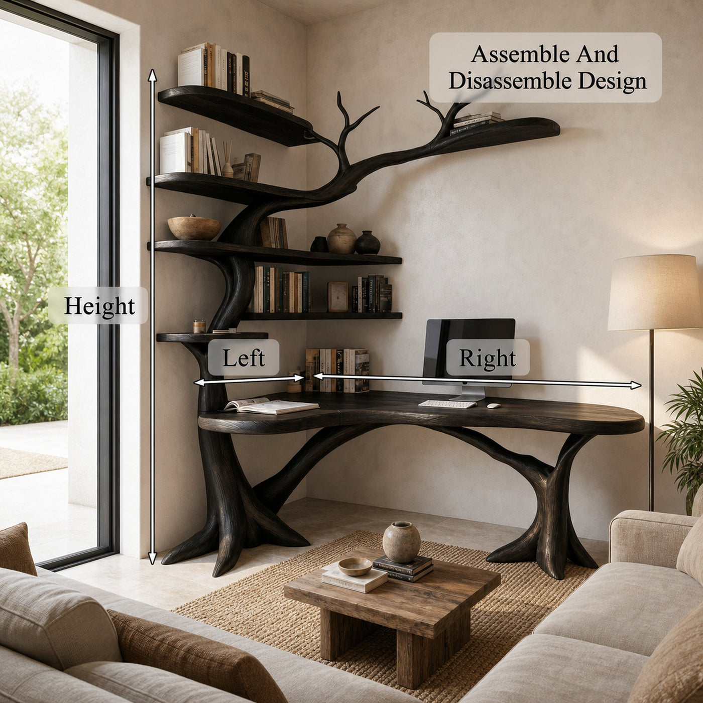 Sculptural Tree Desk With Handcrafted Solid Wood Design For Home Office - product view 8