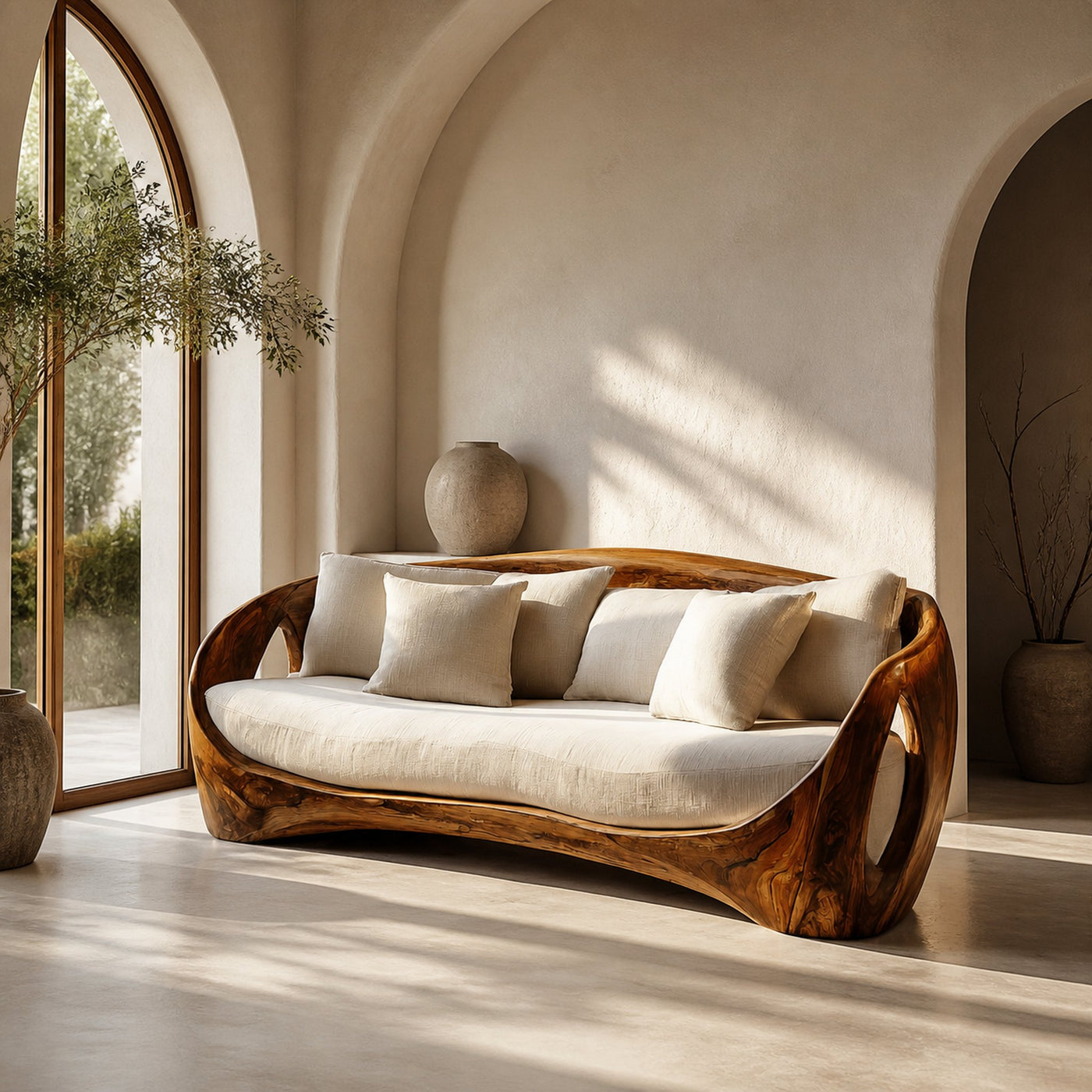 Sculptural Wooden Frame Sofa For Modern Living Room - product view 6