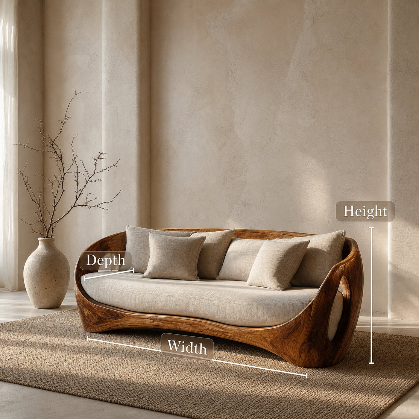 Sculptural Wooden Frame Sofa For Modern Living Room - product view 8