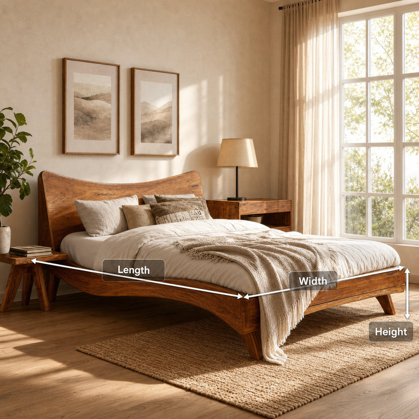 Set Headboard And Curved Bed Frame For Modern Bedroom - product view 8