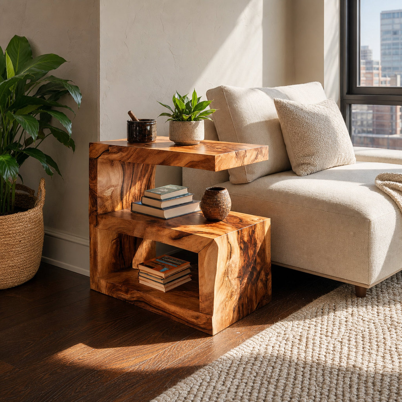 Small Functional Side Table For Living Room Corner Or Sofa