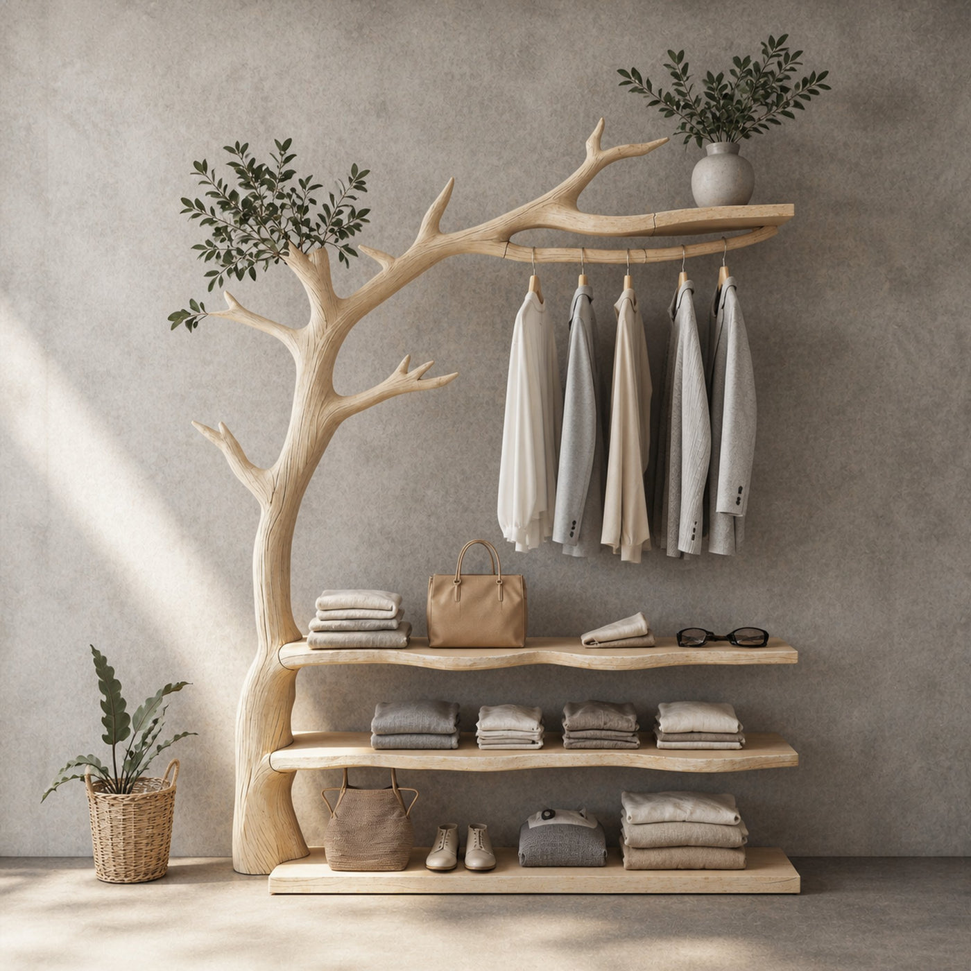 Solid Wood Entryway Coat Rack Driftwood Branch Coat Hanger