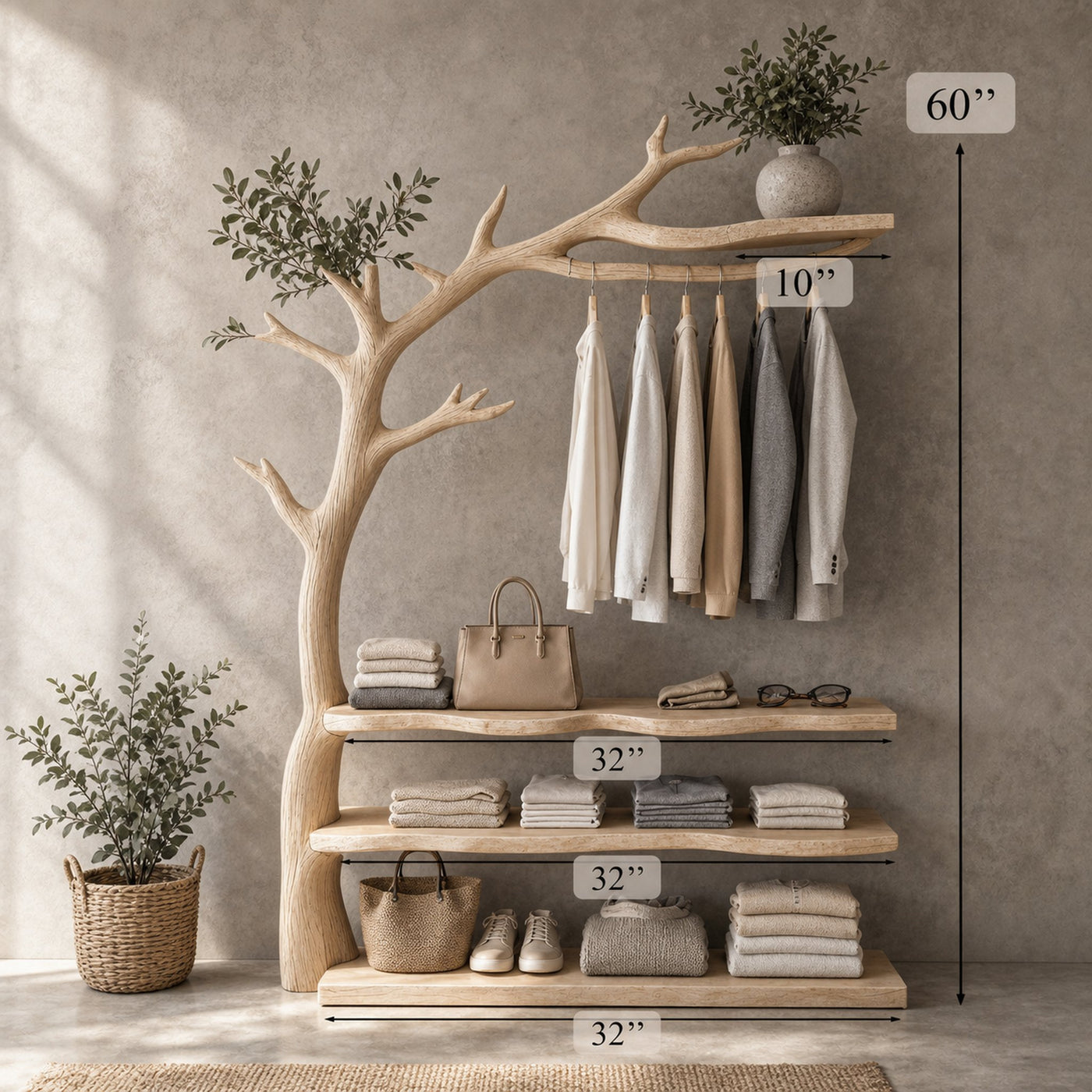 Solid Wood Entryway Coat Rack Driftwood Branch Coat Hanger - product view 6