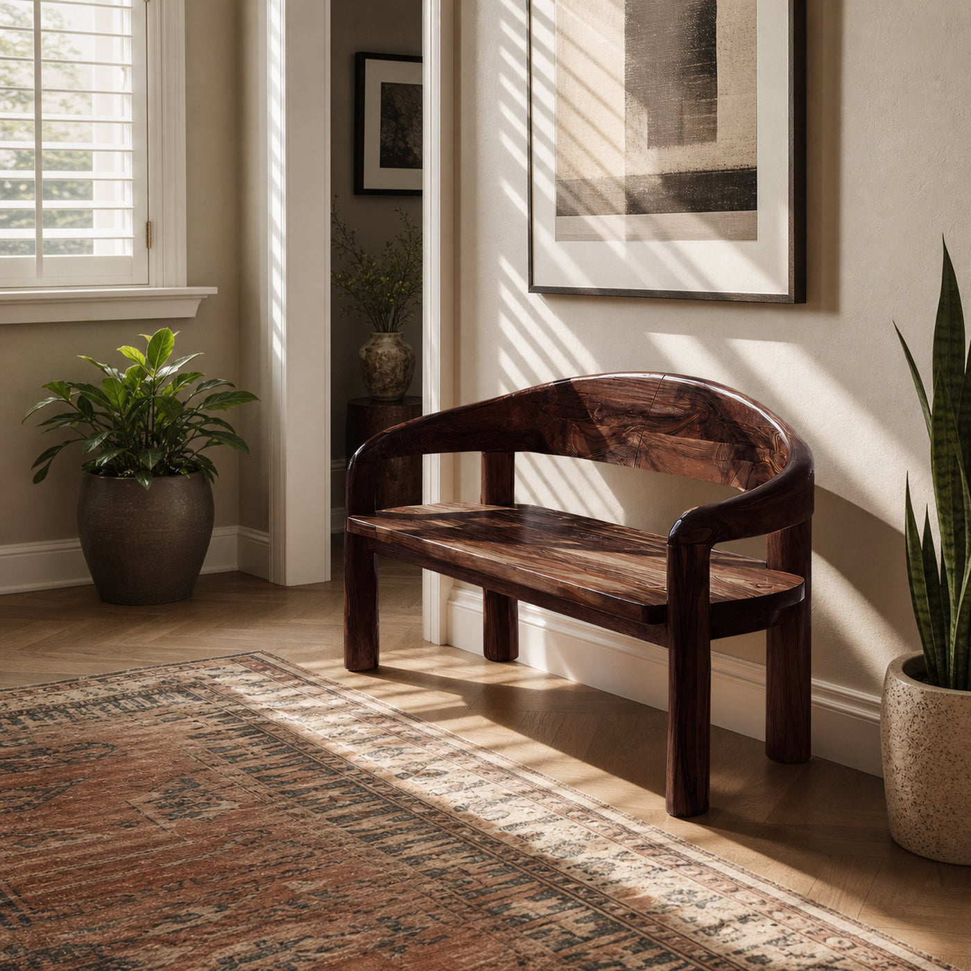 Solid Wood Live Edge Entryway Bench For Modern Interiors - product view 7