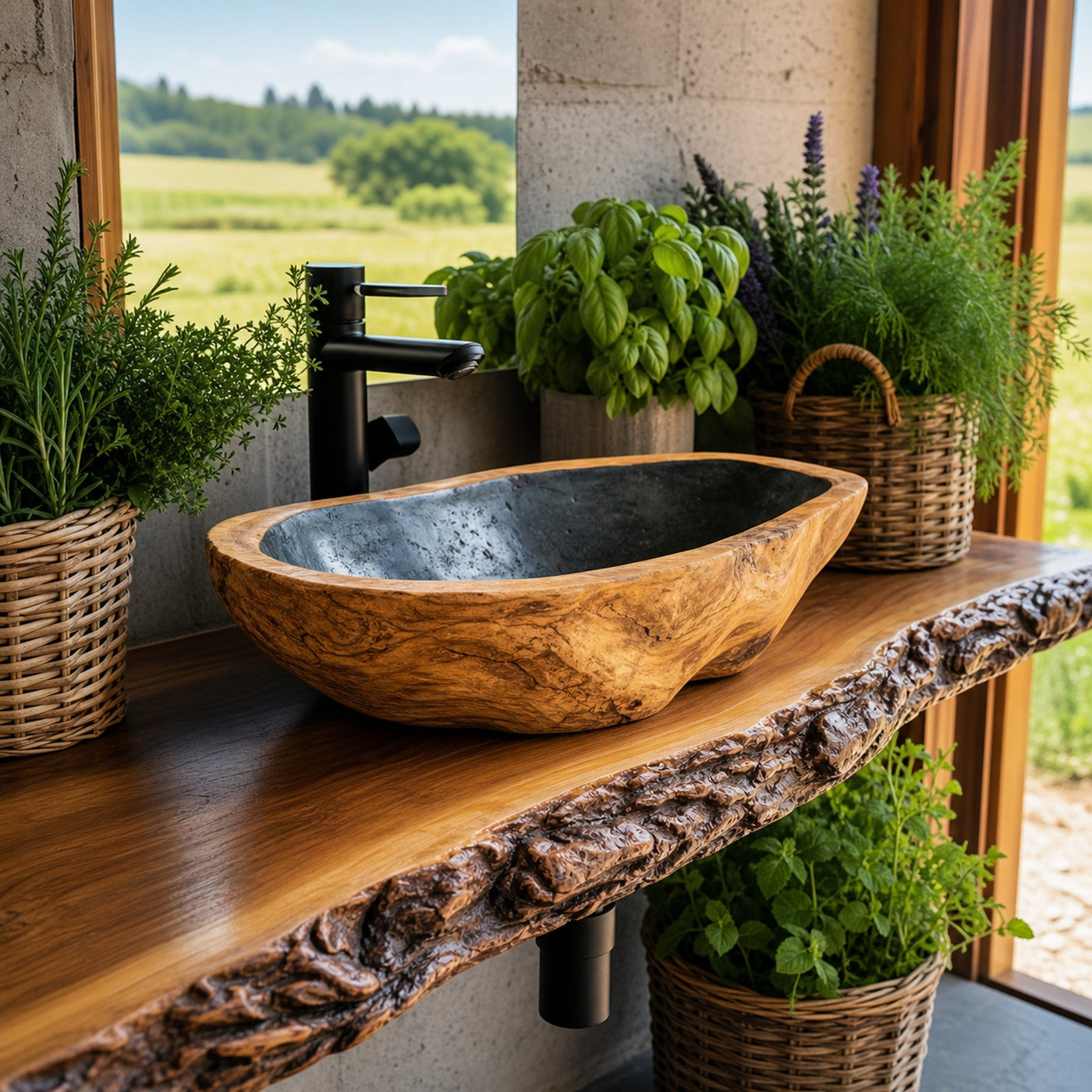 Solid Wood Sink Farmhouse Look For Bathroom Vanity Decor - product view 6