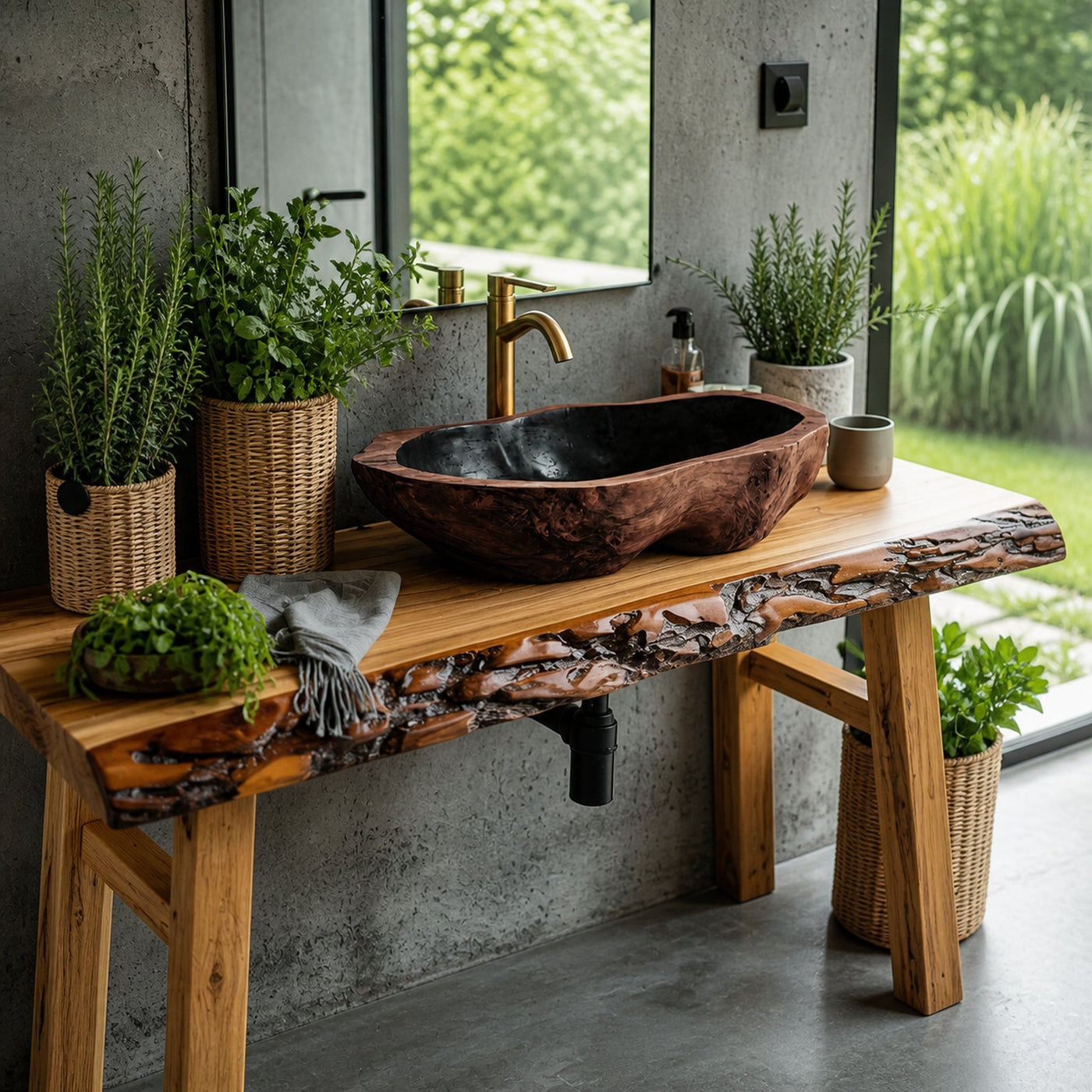Solid Wood Sink Farmhouse Look For Bathroom Vanity Decor - product view 7