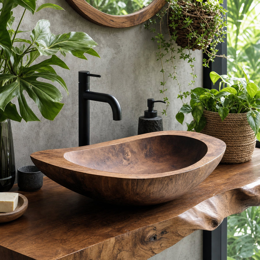 Solid Wood Sink For Bathroom Vanity Rustic Farmhouse Style