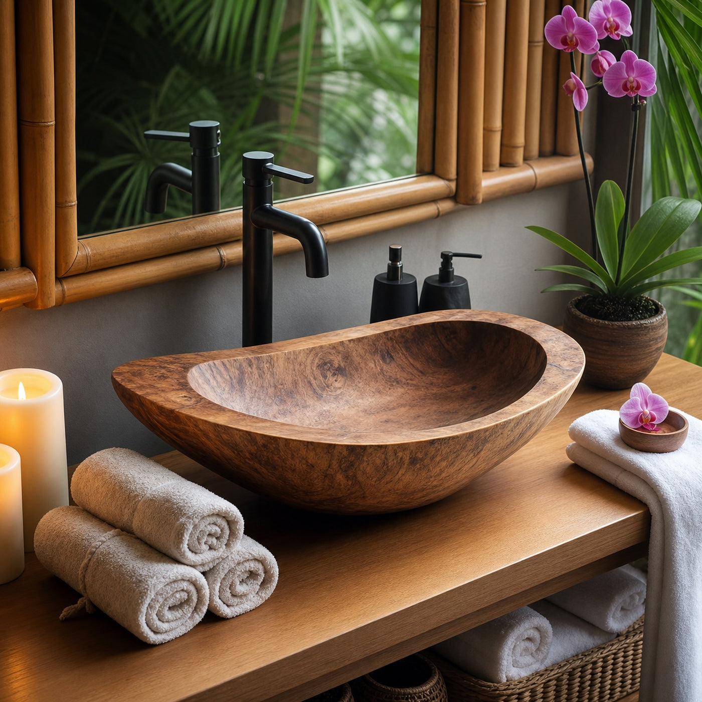 Solid Wood Sink For Bathroom Vanity Rustic Farmhouse Style - product view 6