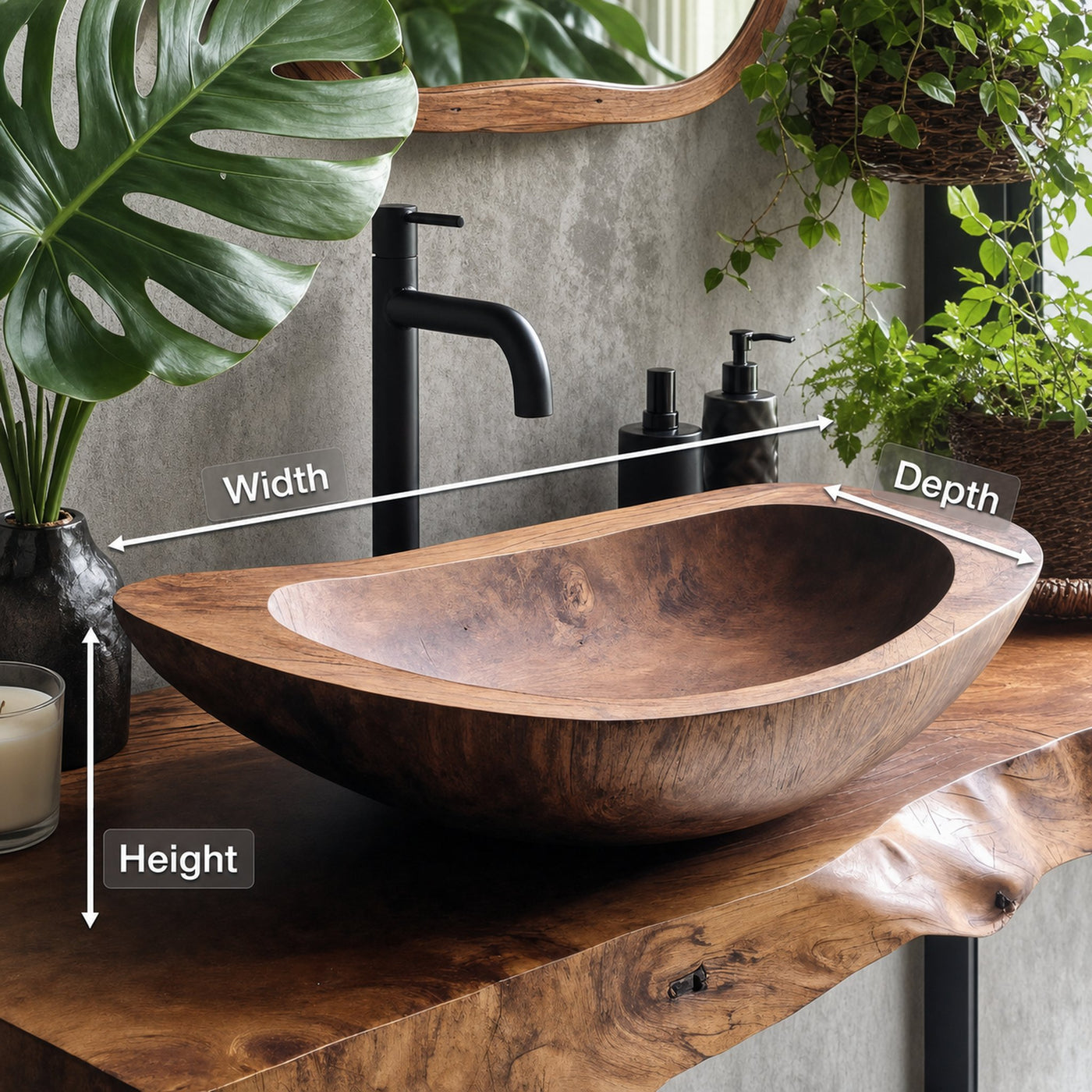 Solid Wood Sink For Bathroom Vanity Rustic Farmhouse Style - product view 8