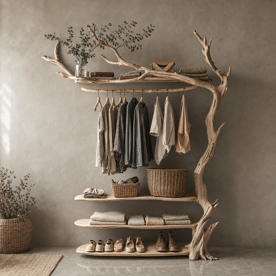 Standing Corner Rack Tree Branch Rustic Coat Hanger Coat Rack