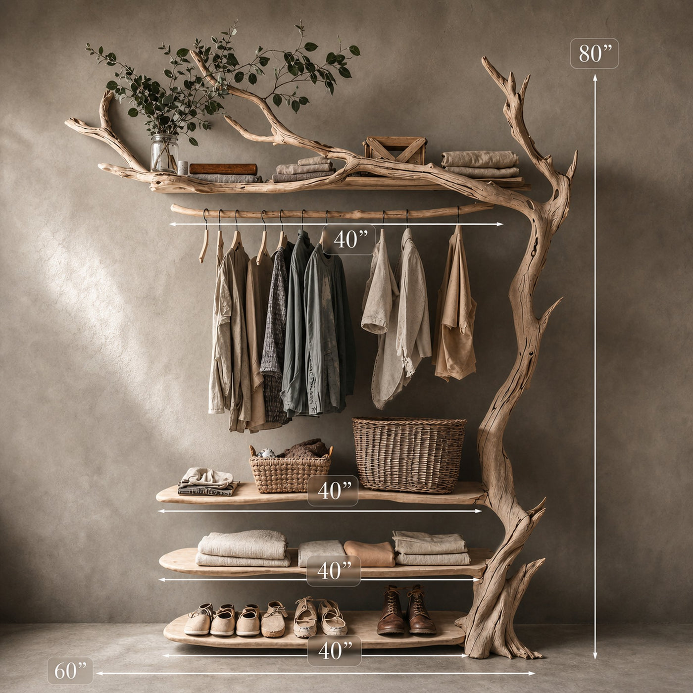 Standing Corner Rack Tree Branch Rustic Coat Hanger Coat Rack - product view 6
