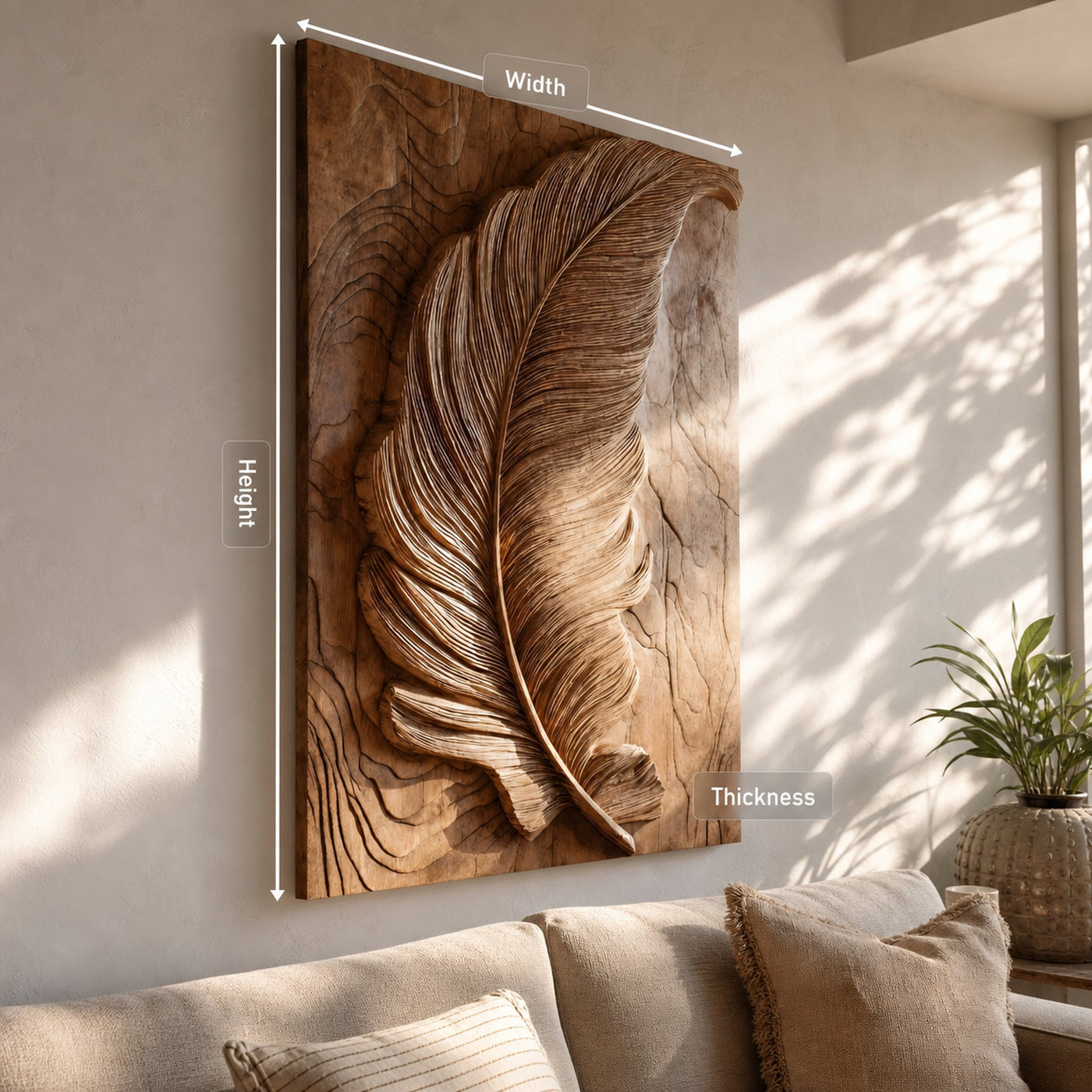 Statement Feather Wall Art For Modern Home Decor - product view 8
