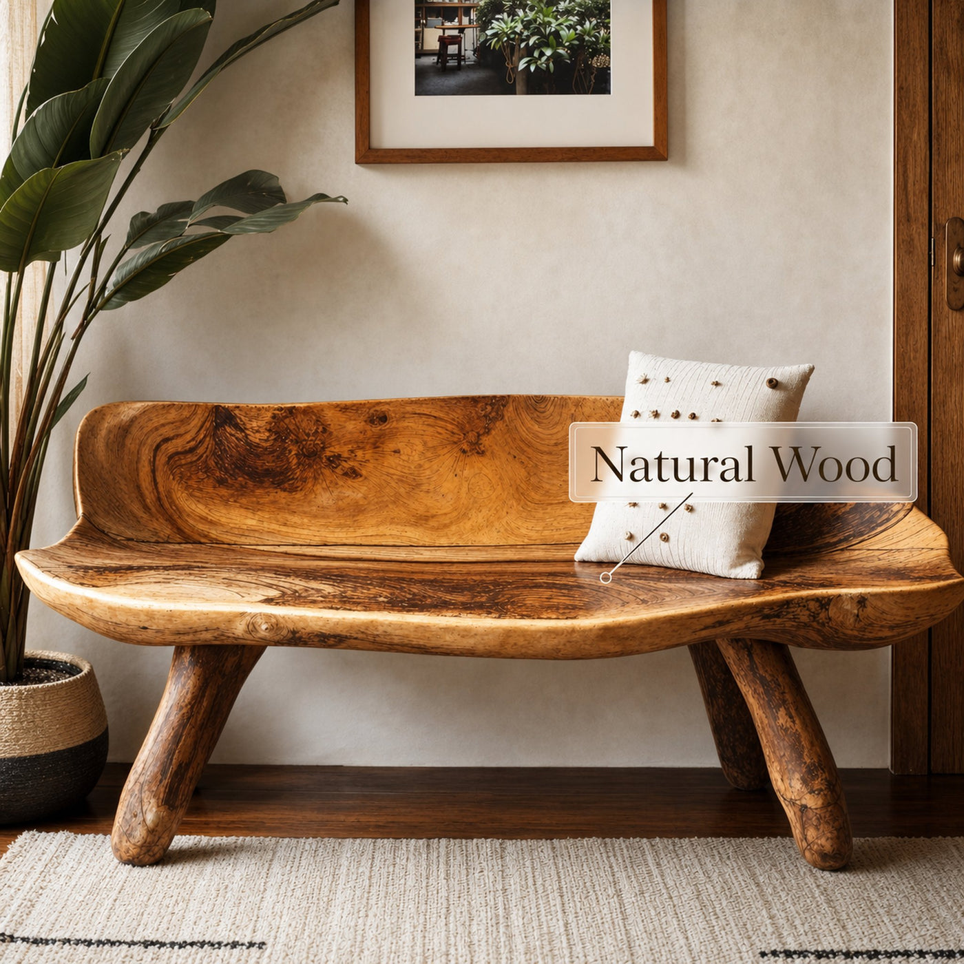Sturdy Wooden Bench For Comfortable Seating - product view 6