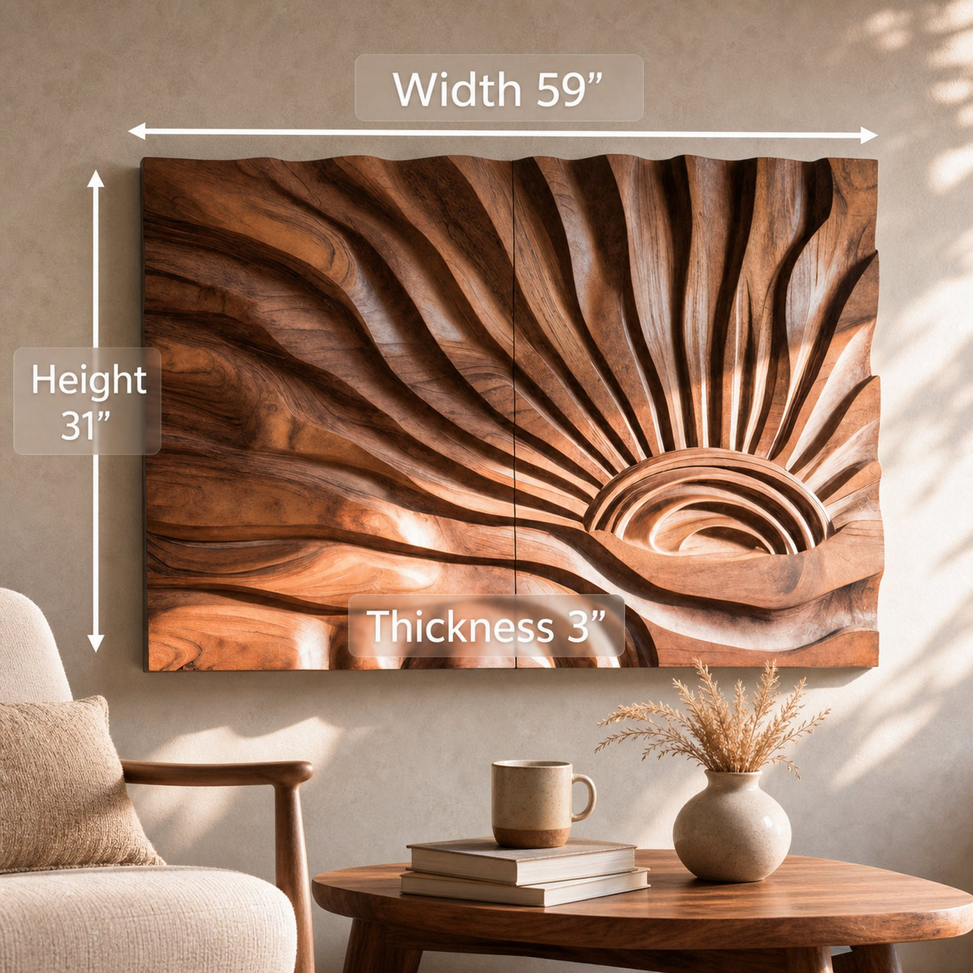 Sunburst Wall Sculpture For Living Room - product view 6