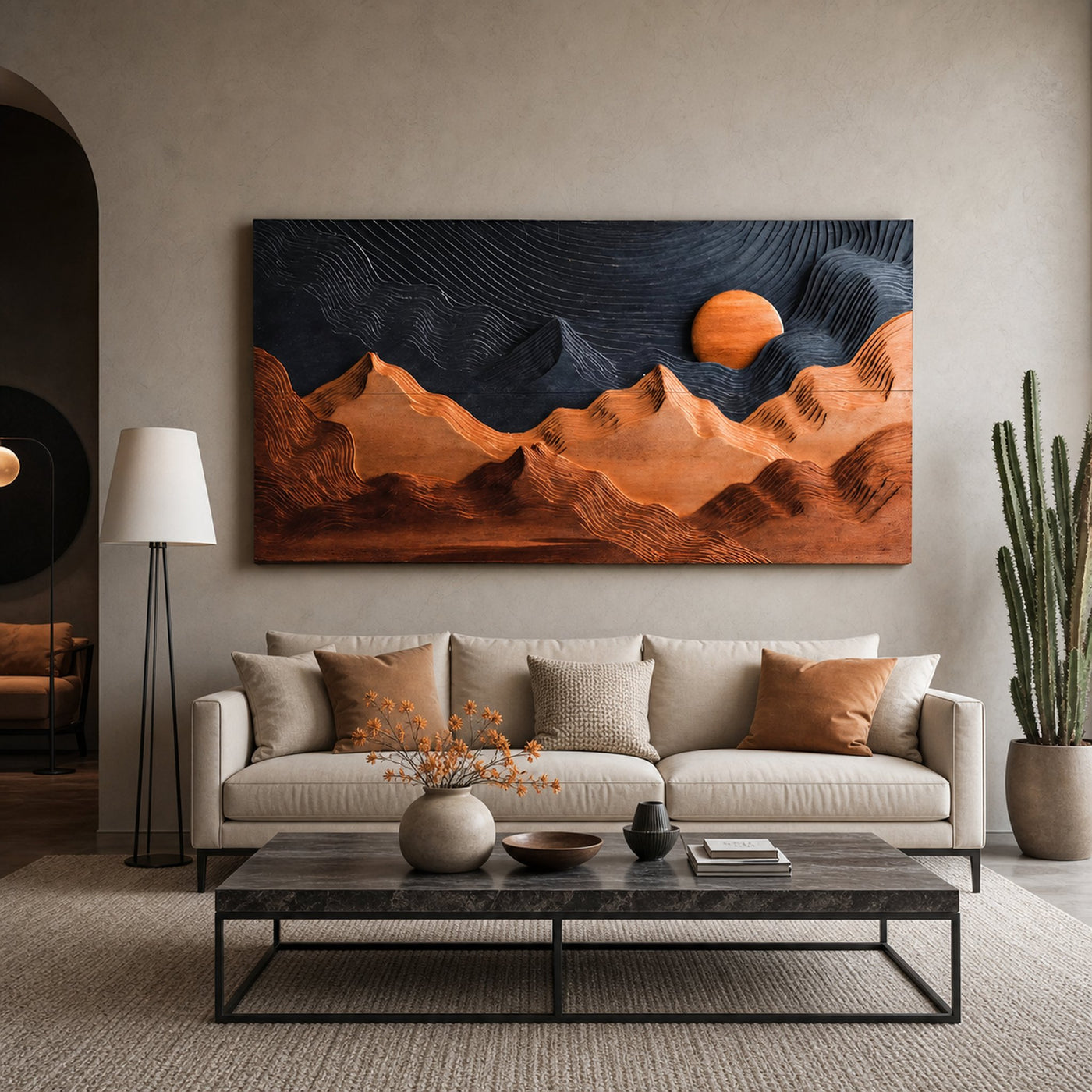 Sunrise Over Mountain Wall Sculpture For Home Decor