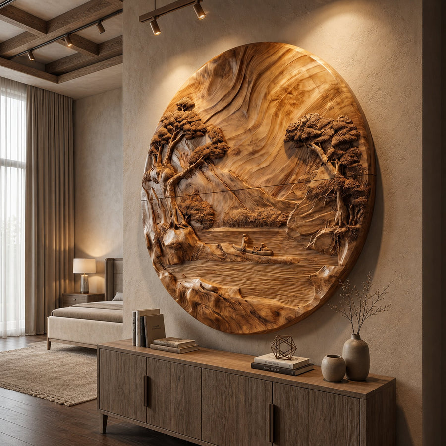 Textured Topography Wood Wall Art For Industrial Rustic Interior Decor