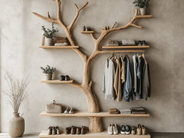 Tree Branch Coat Rack With Shelf Wall Mount Coat Rack