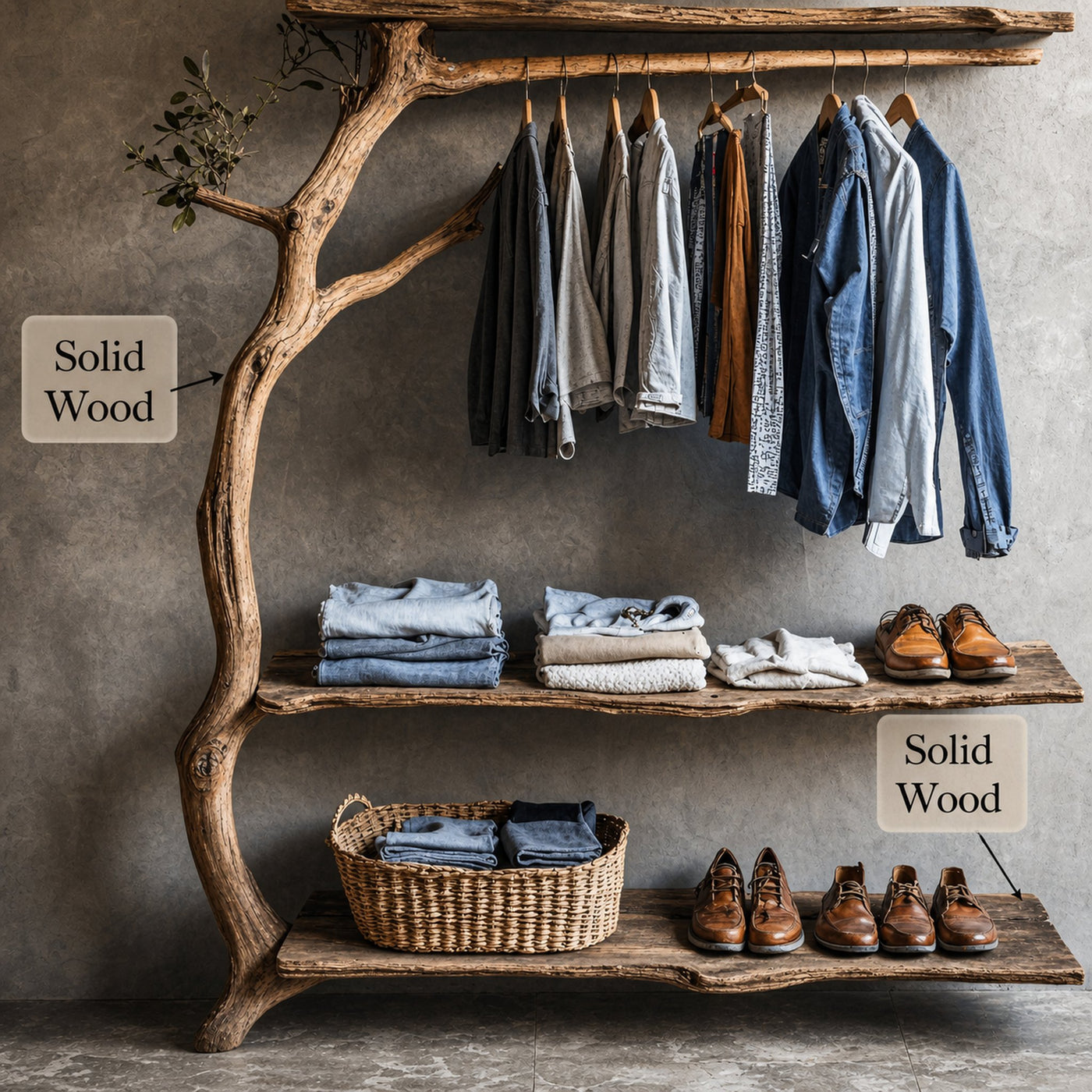 Tree Branch Rack Wall Coat Rack With Shelf Wall Mount - product view 6