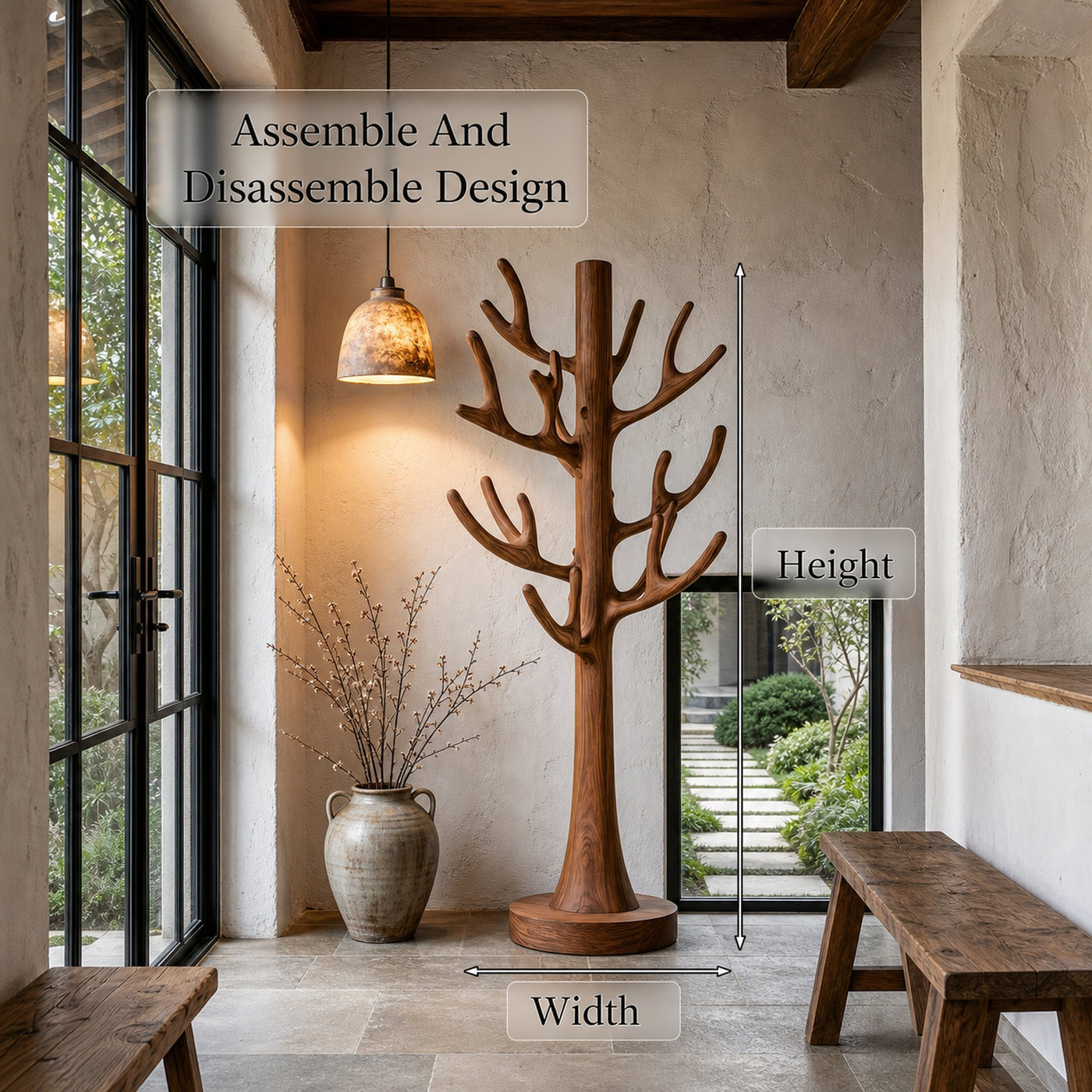 Tree Inspired Standing Coat Rack With Multiple Branch Hooks For Entryway - product view 8