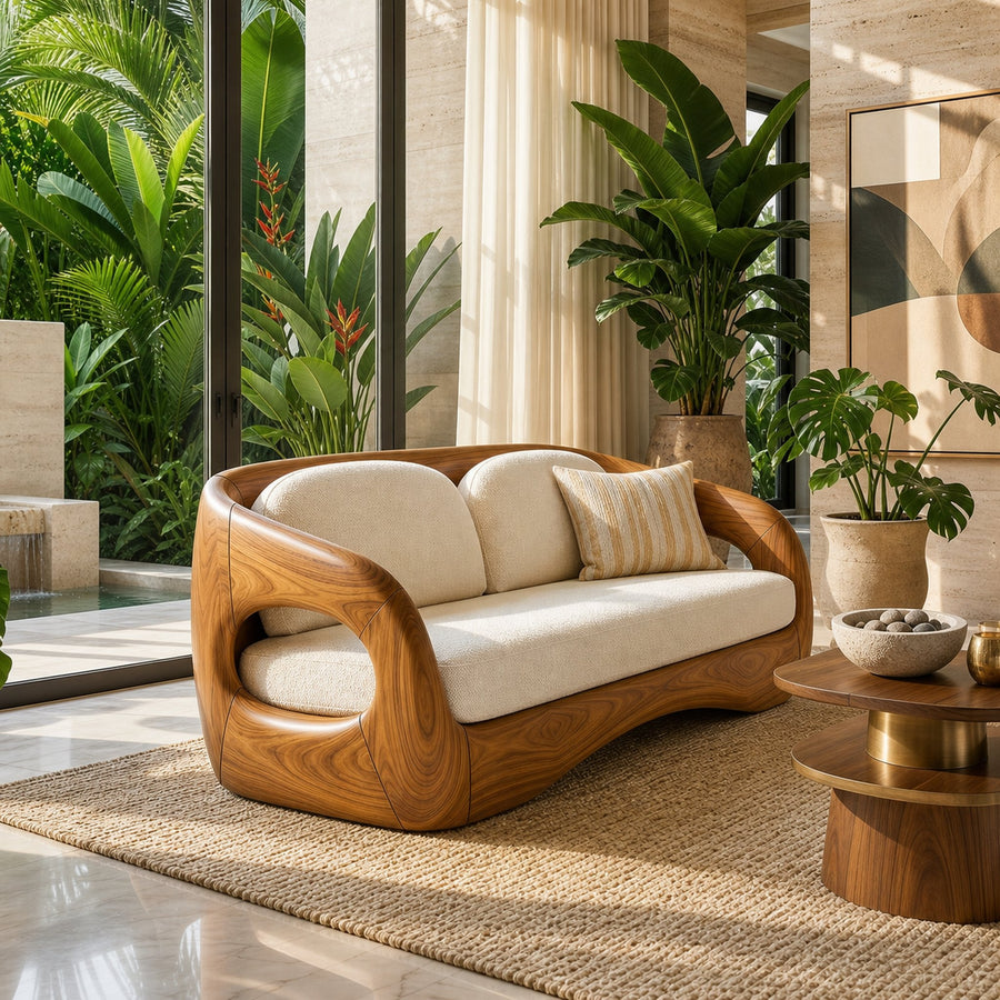 Tropical Modern Wooden Sofa For Resort Style Living Space