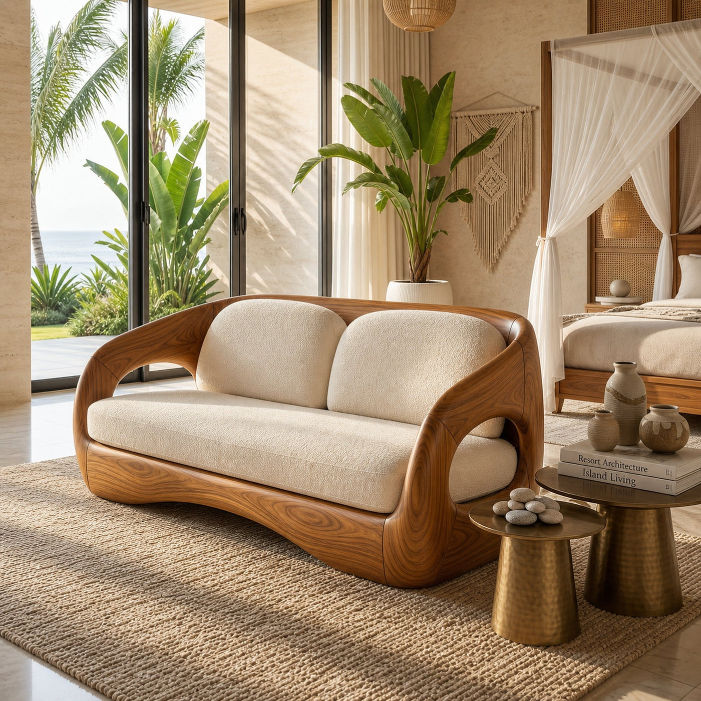 Tropical Modern Wooden Sofa For Resort Style Living Space - product view 6