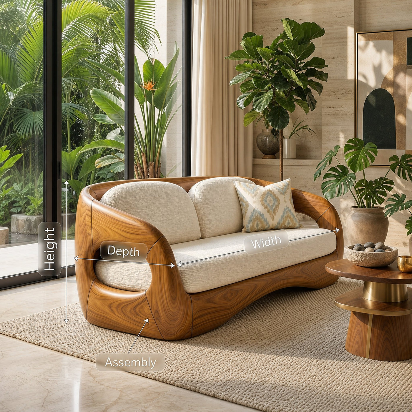 Tropical Modern Wooden Sofa For Resort Style Living Space - product view 8