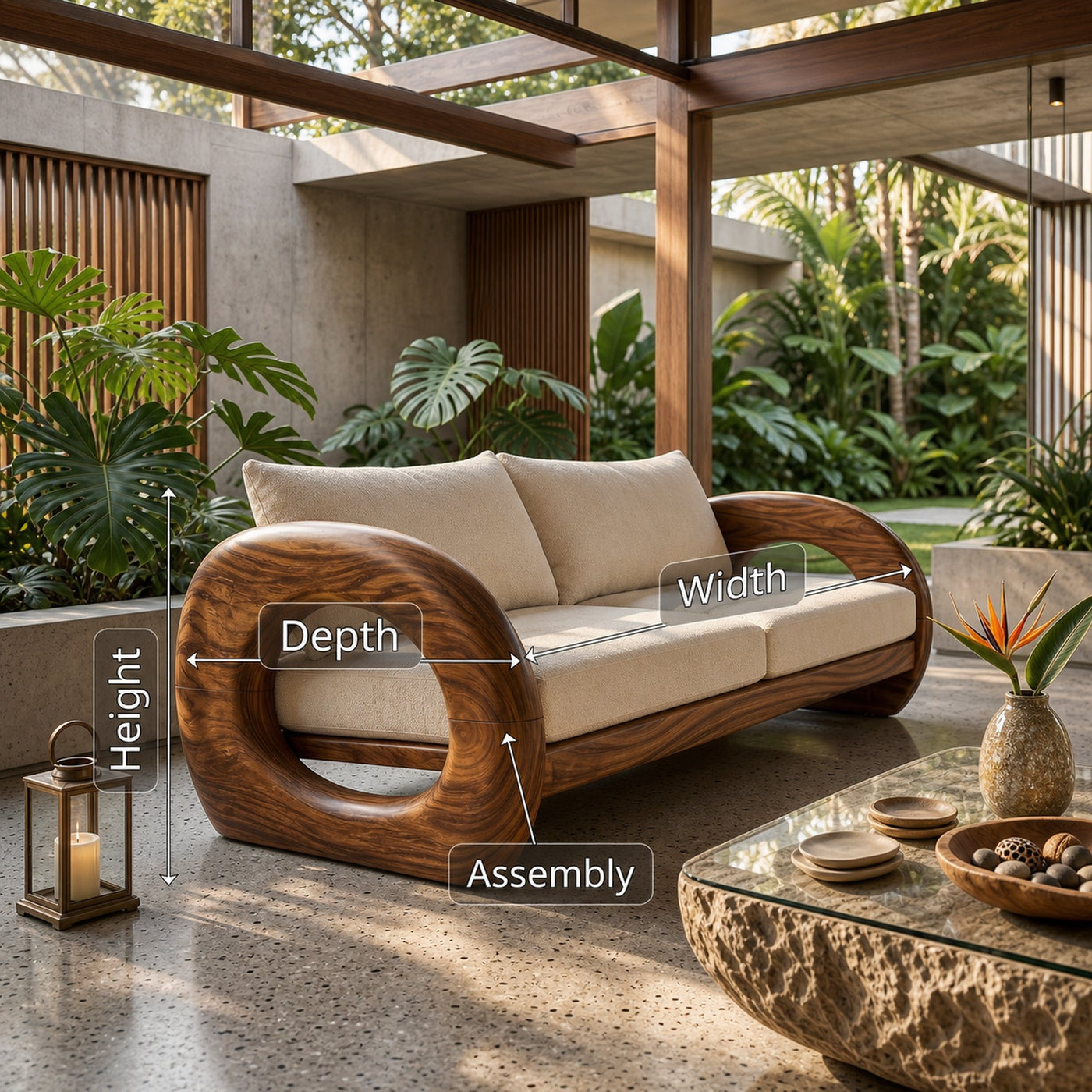 Tropical Organic Wooden Sofa Resort Lounge Space - product view 8