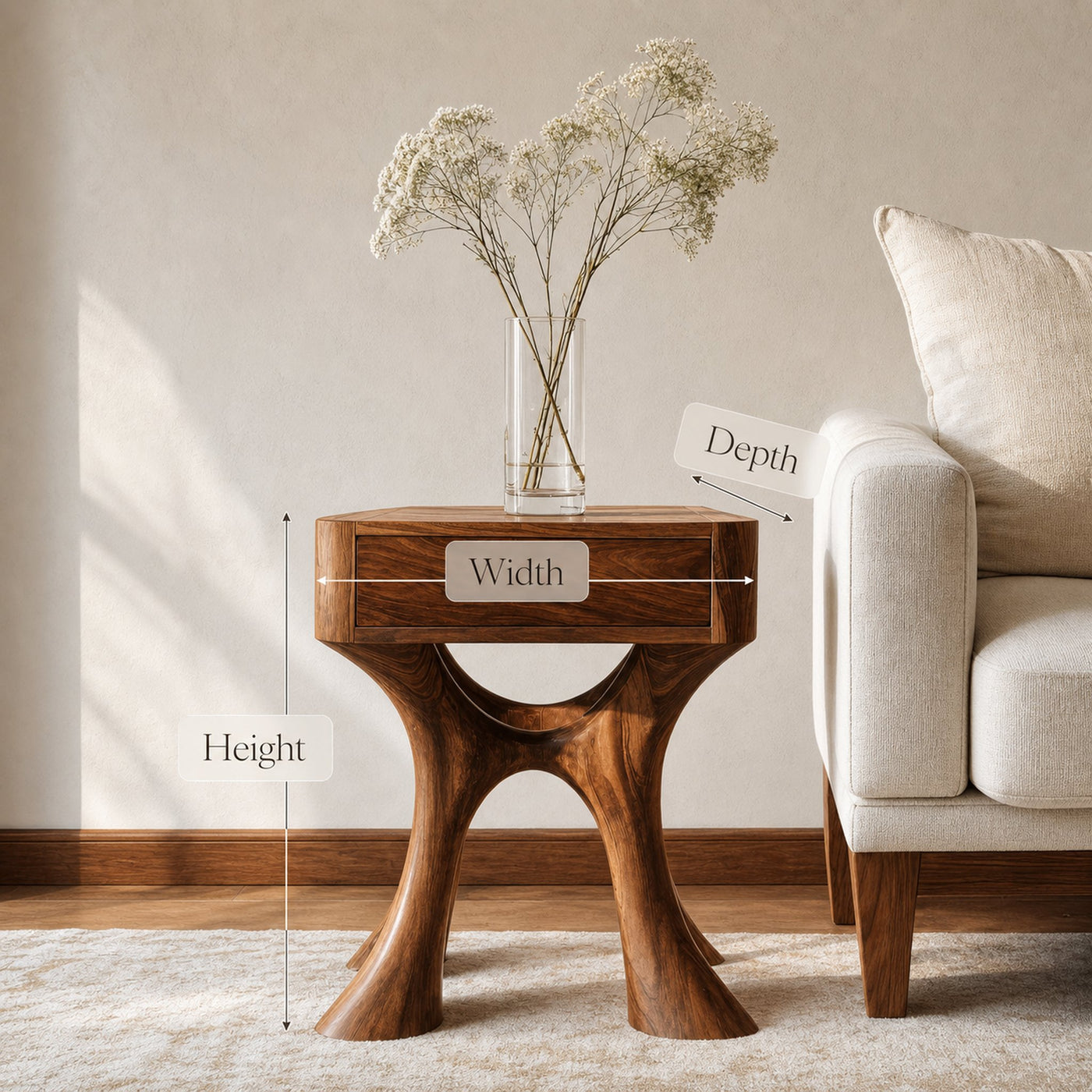 Unique Sculptural Side Table With Drawer For Living Room - product view 6