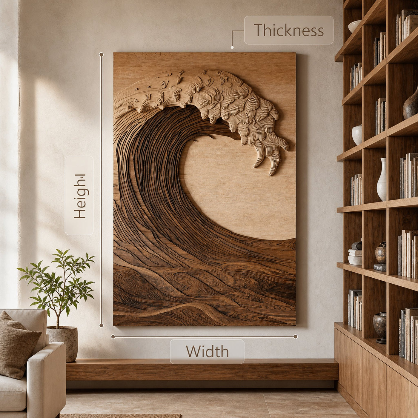 Vertical Sculptural Wave Wall Art For Living Room - product view 6