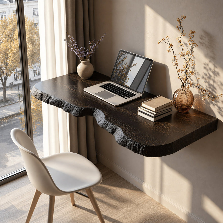 Vintage Solid Wood Floating Desk For Bedroom Decor