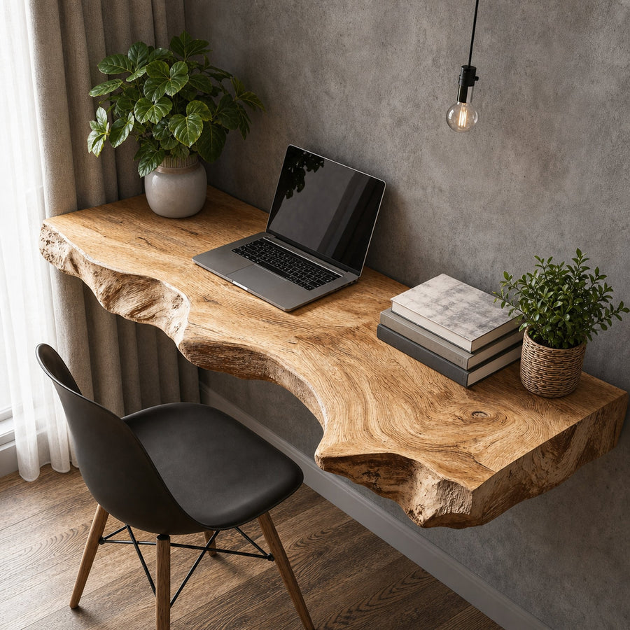 Vintage Wooden Floating Table For Aesthetic Furniture Display