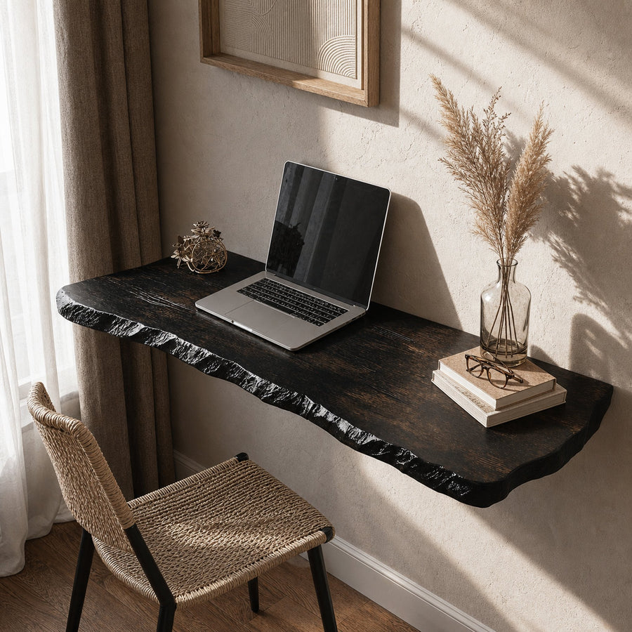 Vintage Wooden Floating Table For Elegant Living Room Setup