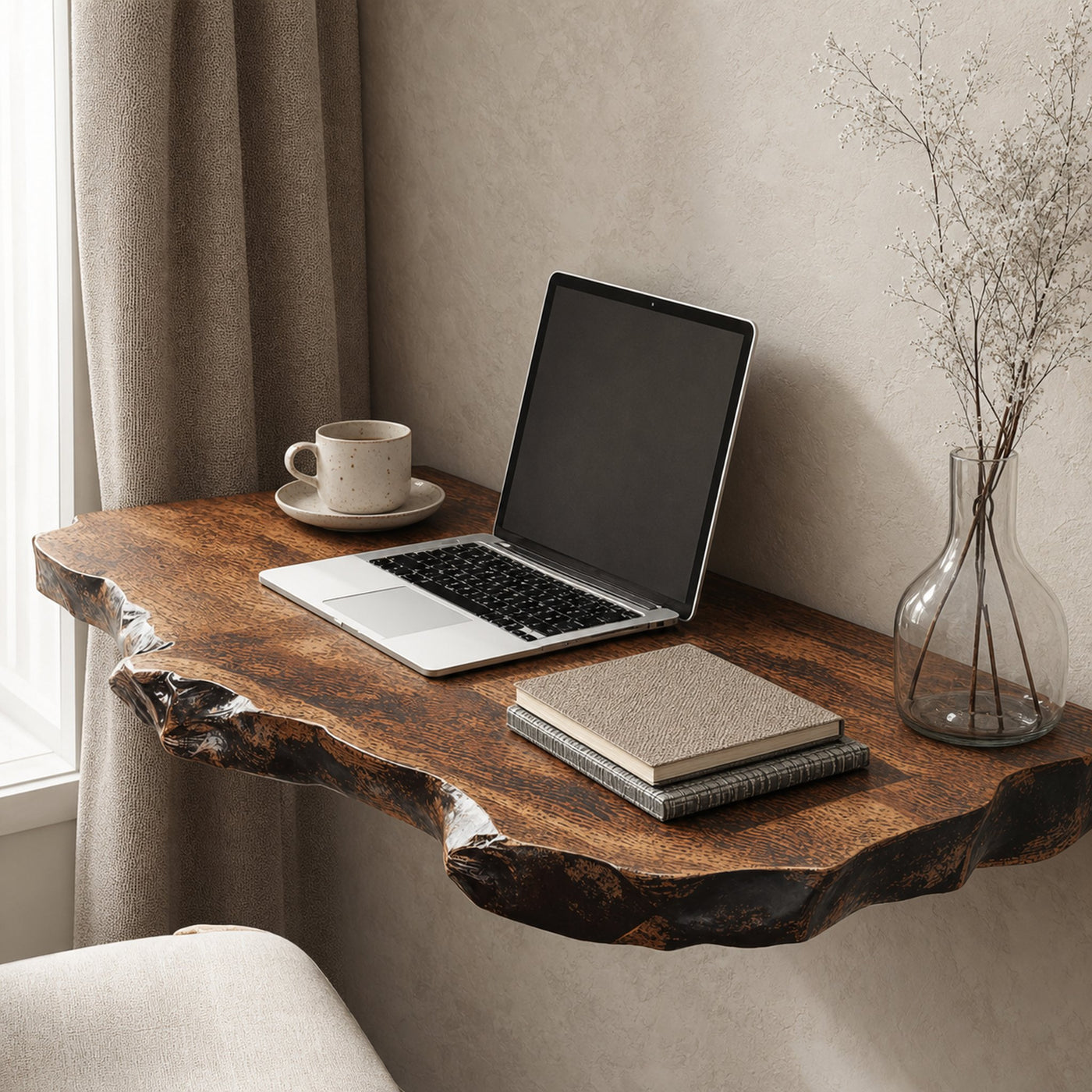 Vintage Wooden Floating Table For Timeless Living Room Beauty