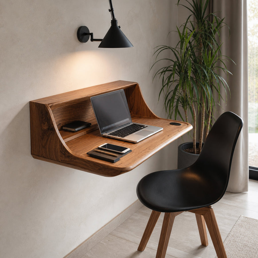 Wall Mounted Desk Solid Wood Live Edge Minimal Gift