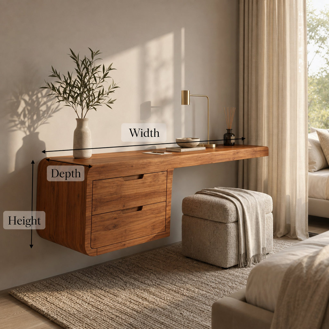 Wall Mounted Desk With Built In Storage Cabinet For Study And Workspace - product view 8