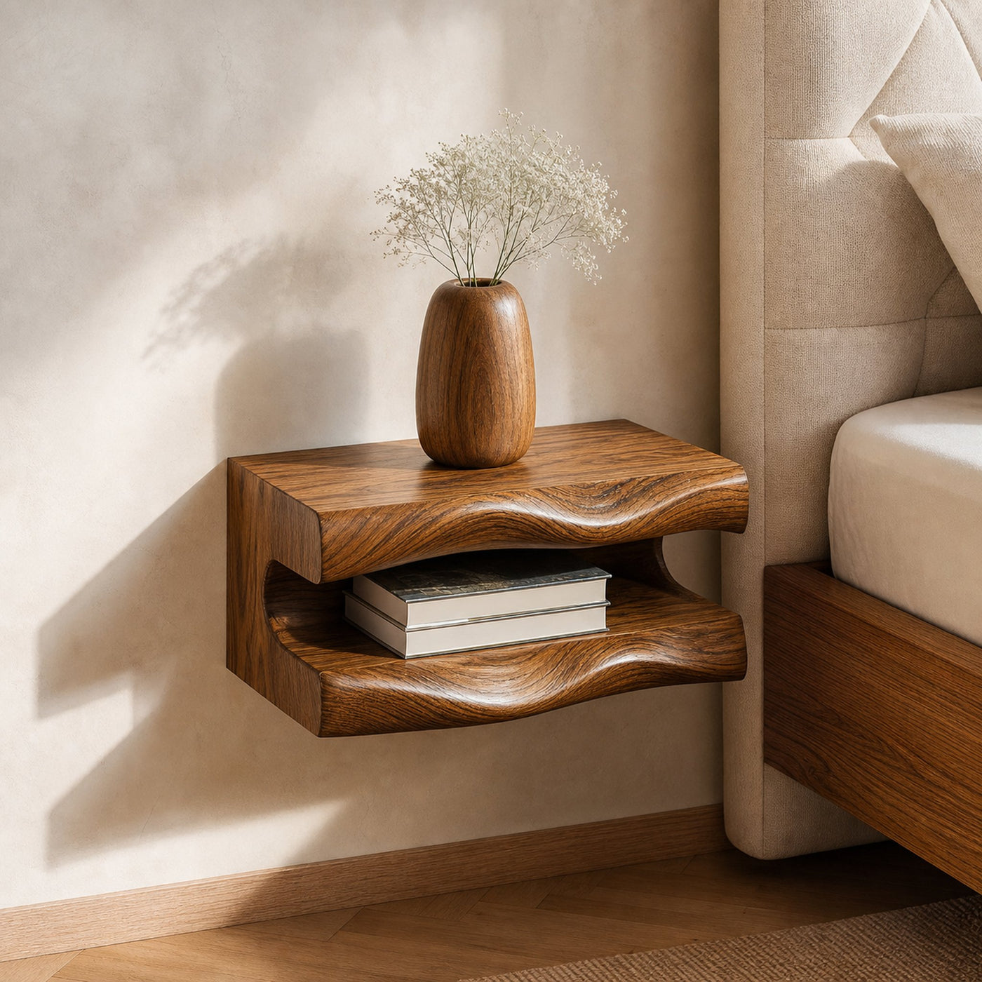 Wall Mounted Nightstand For Minimal Bedroom